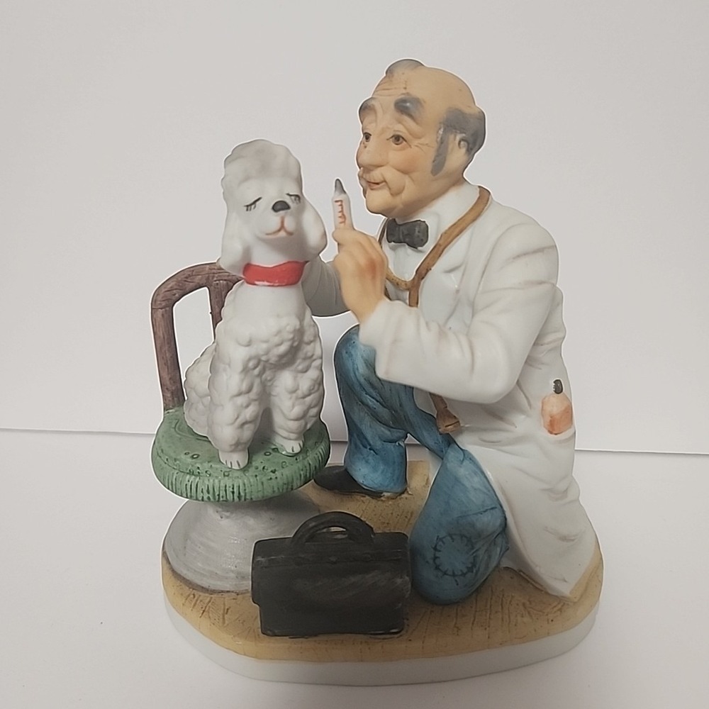 Vintage Lefton Veterinarian Doctor Poodle Dog Figurine 7270 Japan Vet Checkup